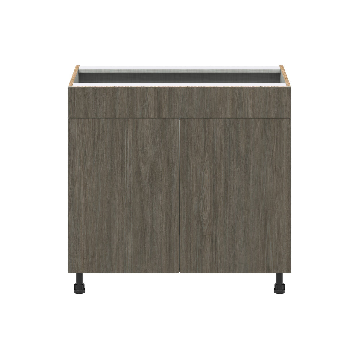 Hugo&Borg Savane 36-in W x 34.5-in H x 24-in D Textmel Sink Base Fully Assembled Cabinet (Flat Panel Slab Style)