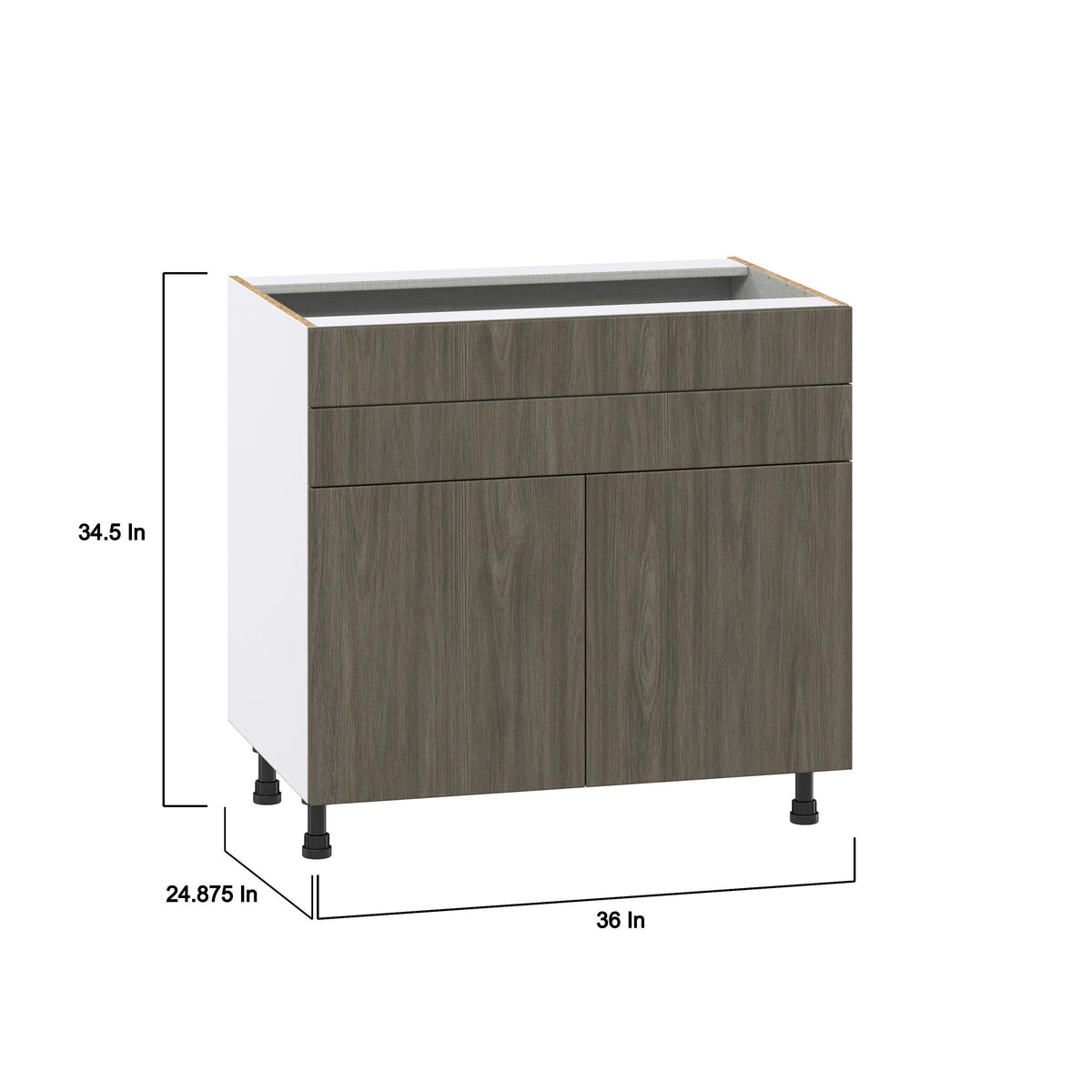 Hugo&Borg Savane 36-in W x 34.5-in H x 24-in D Textmel 1-Drawer Base Fully Assembled Cabinet (Flat Panel Slab Style)