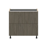 Hugo&Borg Savane 36-in W x 34.5-in H x 24-in D Textmel 3-Drawer Base Fully Assembled Cabinet (Flat Panel Style)