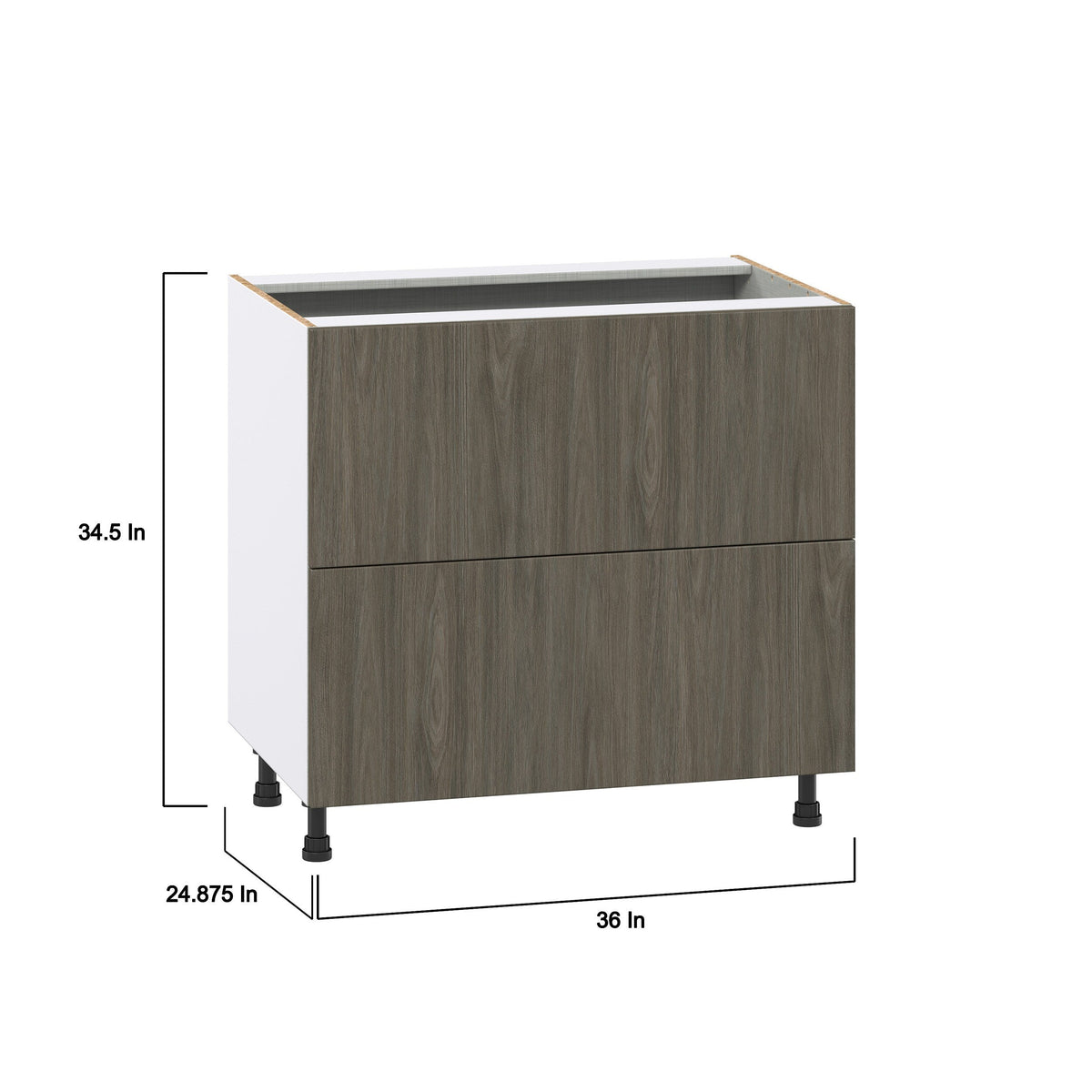 Hugo&Borg Savane 36-in W x 34.5-in H x 24-in D Textmel 3-Drawer Base Fully Assembled Cabinet (Flat Panel Style)