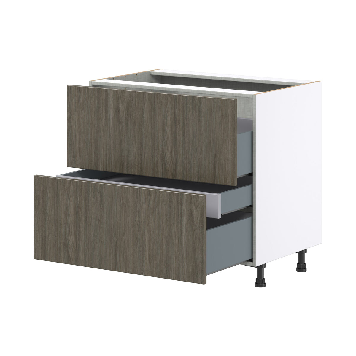 Hugo&Borg Savane 36-in W x 34.5-in H x 24-in D Textmel 3-Drawer Base Fully Assembled Cabinet (Flat Panel Style)
