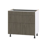 Hugo&Borg Savane 36-in W x 34.5-in H x 24-in D Textmel 3-Drawer Base Fully Assembled Cabinet (Flat Panel Style)