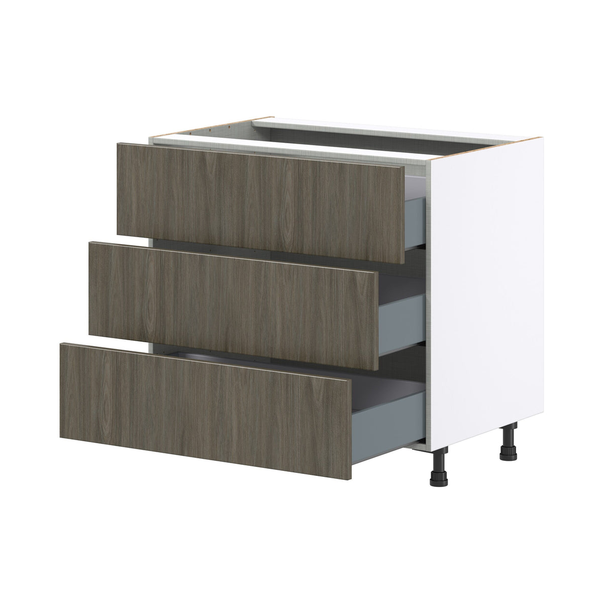 Hugo&Borg Savane 36-in W x 34.5-in H x 24-in D Textmel 3-Drawer Base Fully Assembled Cabinet (Flat Panel Style)