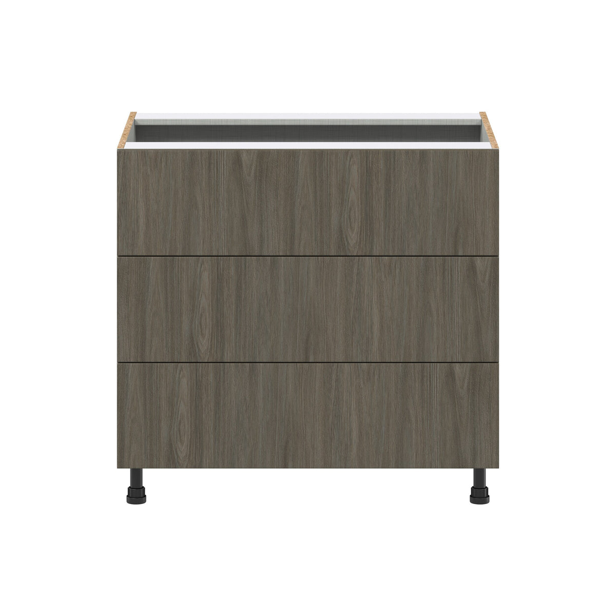 Hugo&Borg Savane 36-in W x 34.5-in H x 24-in D Textmel 3-Drawer Base Fully Assembled Cabinet (Flat Panel Style)