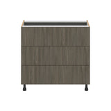 Hugo&Borg Savane 36-in W x 34.5-in H x 24-in D Textmel 3-Drawer Base Fully Assembled Cabinet (Flat Panel Style)