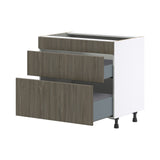 Hugo&Borg Savane 36-in W x 34.5-in H x 24-in D Textmel 3-Drawer Base Fully Assembled Cabinet (Flat Panel Style)