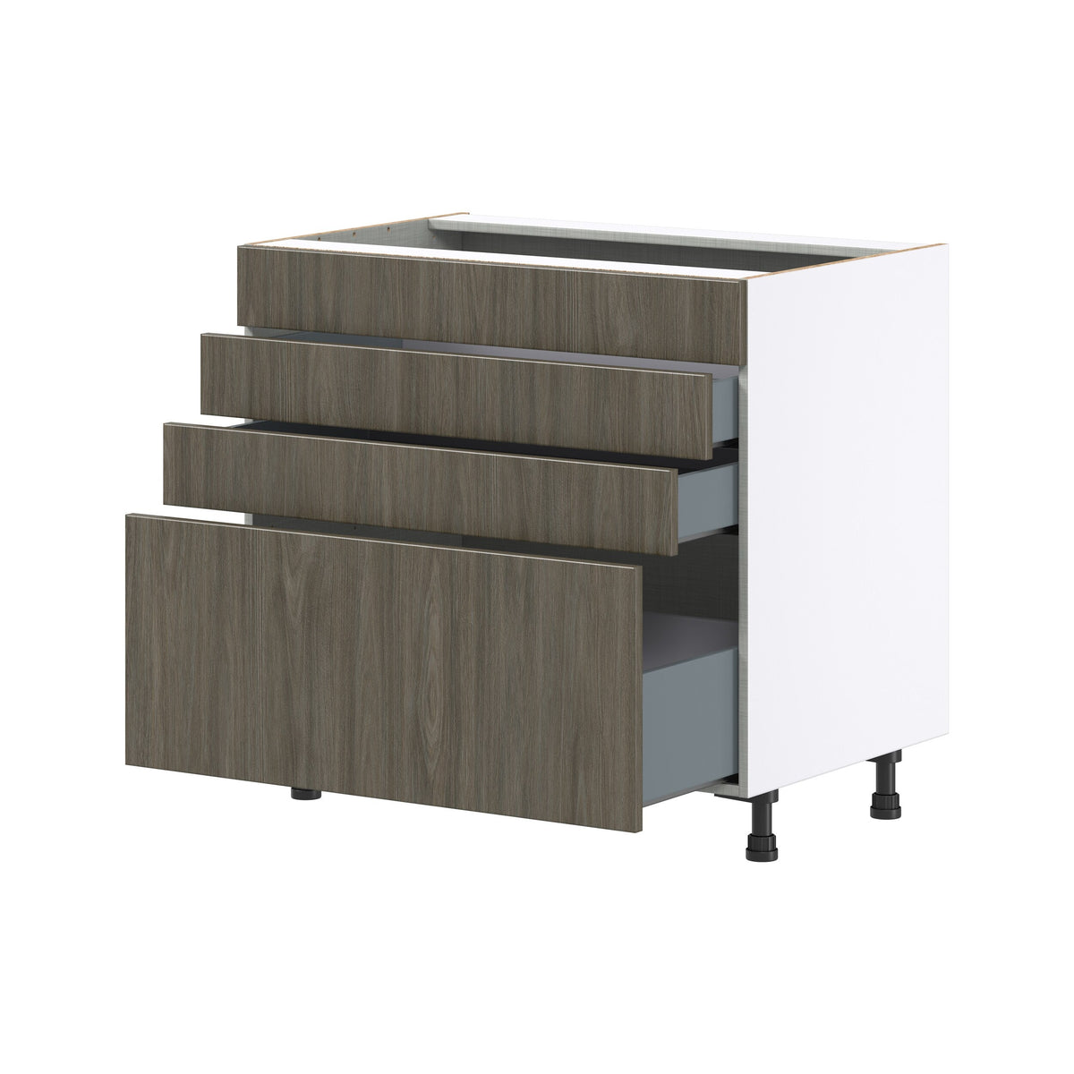 Hugo&Borg Savane 36-in W x 34.5-in H x 24-in D Textmel 4-Drawer Base Fully Assembled Cabinet (Flat Panel Style)