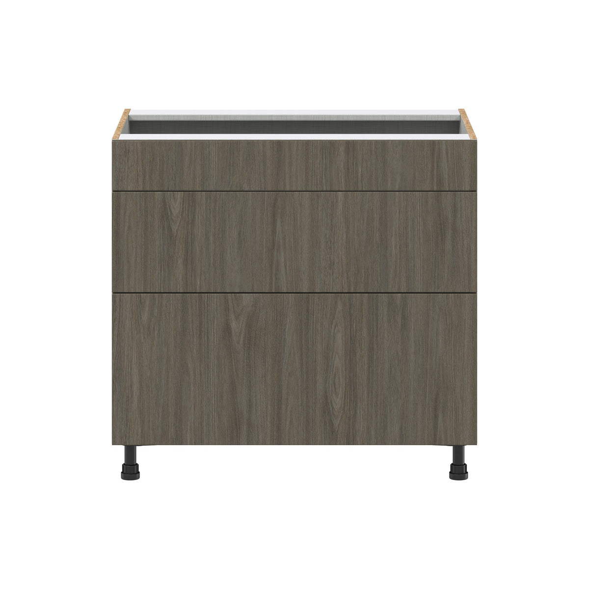 Hugo&Borg Savane 36-in W x 34.5-in H x 24-in D Textmel 3-Drawer Base Fully Assembled Cabinet (Flat Panel Style)