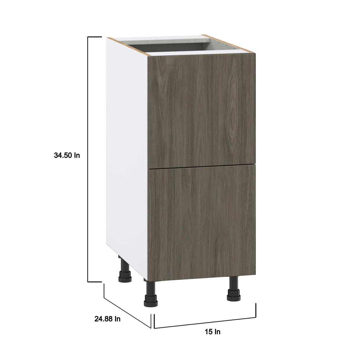 Hugo&Borg Savane 15-in W x 34.5-in H x 24-in D Textmel 2-Drawer Base Fully Assembled Cabinet (Flat Panel Style)