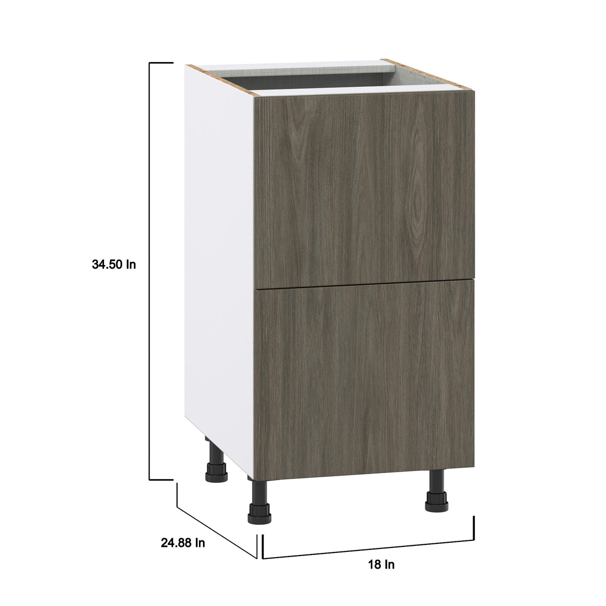 Hugo&Borg Savane 18-in W x 34.5-in H x 24-in D Textmel 2-Drawer Base Fully Assembled Cabinet (Flat Panel Style)