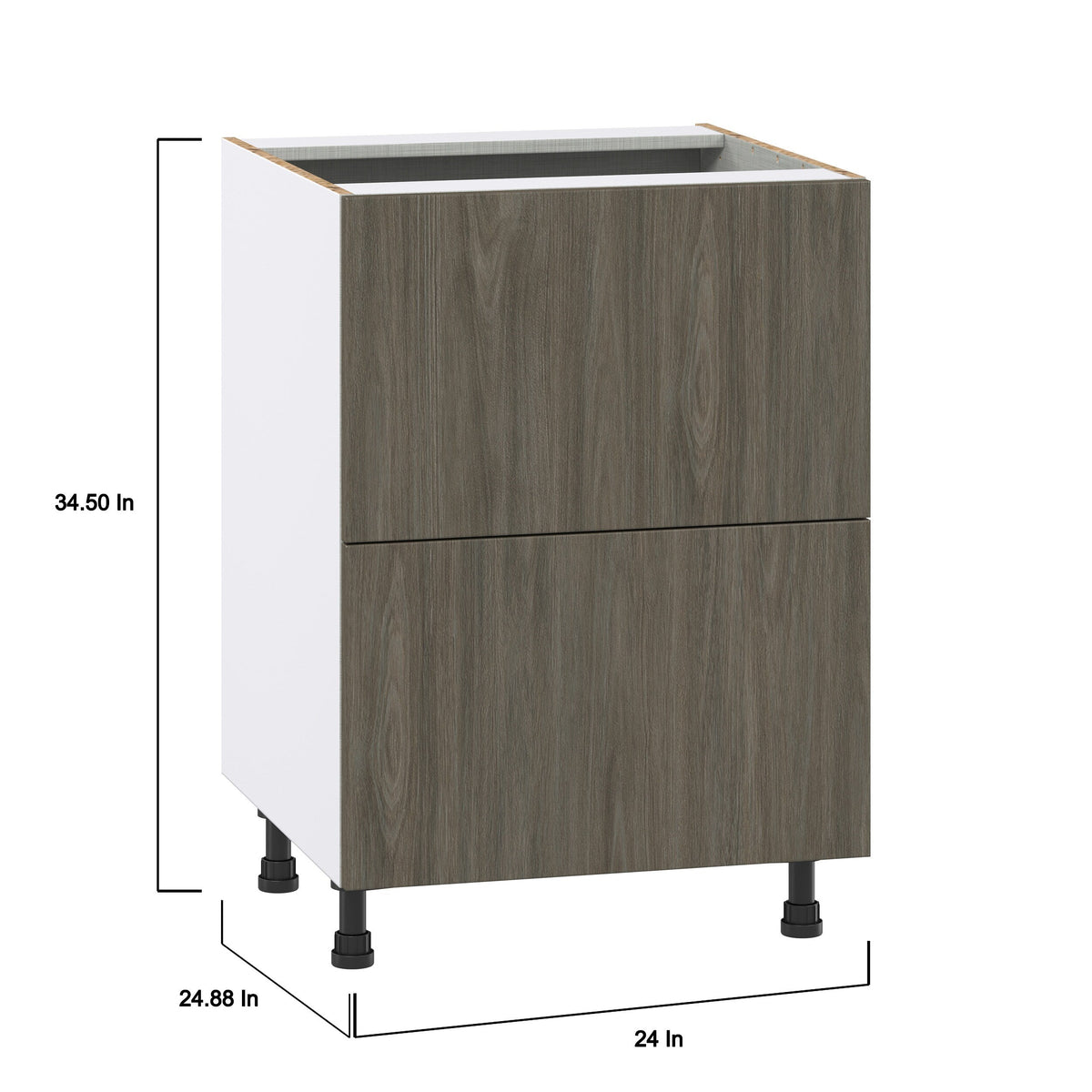 Hugo&Borg Savane 24-in W x 34.5-in H x 24-in D Textmel 2-Drawer Base Fully Assembled Cabinet (Flat Panel Style)