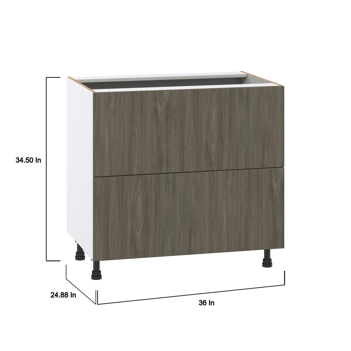Hugo&Borg Savane 36-in W x 34.5-in H x 24-in D Textmel 2-Drawer Base Fully Assembled Cabinet (Flat Panel Style)