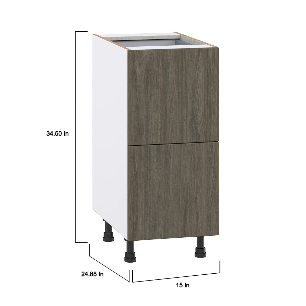 Hugo&Borg Savane 15-in W x 34.5-in H x 24-in D Textmel 3-Drawer Base Fully Assembled Cabinet (Flat Panel Style)