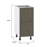Hugo&Borg Savane 15-in W x 34.5-in H x 24-in D Textmel 3-Drawer Base Fully Assembled Cabinet (Flat Panel Style)