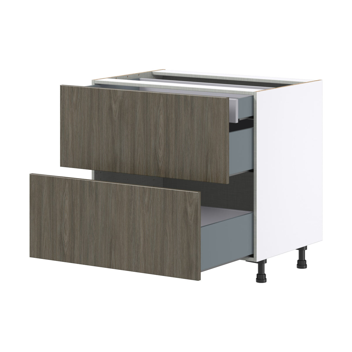 Hugo&Borg Savane 36-in W x 34.5-in H x 24-in D Textmel 3-Drawer Base Fully Assembled Cabinet (Flat Panel Style)