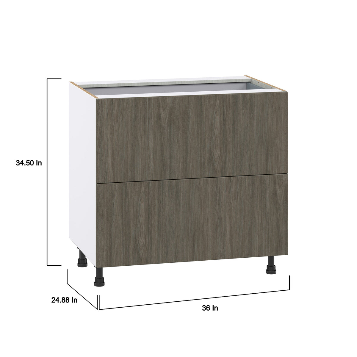 Hugo&Borg Savane 36-in W x 34.5-in H x 24-in D Textmel 3-Drawer Base Fully Assembled Cabinet (Flat Panel Style)