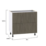 Hugo&Borg Savane 36-in W x 34.5-in H x 24-in D Textmel 3-Drawer Base Fully Assembled Cabinet (Flat Panel Style)