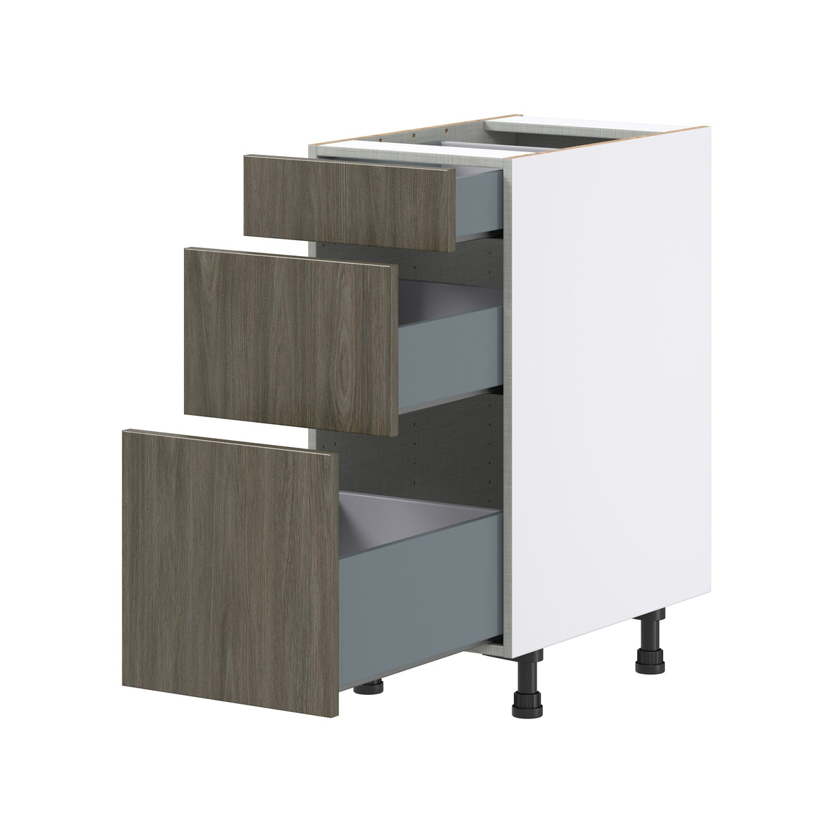 Hugo&Borg Savane 15-in W x 34.5-in H x 24-in D Textmel 3-Drawer Base Fully Assembled Cabinet (Flat Panel Style)
