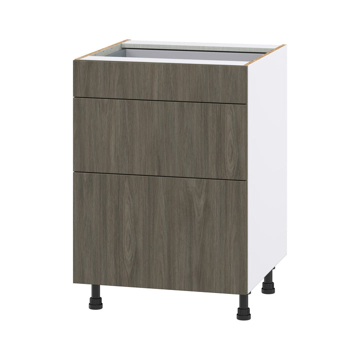 Hugo&Borg Savane 24-in W x 34.5-in H x 24-in D Textmel 3-Drawer Base Fully Assembled Cabinet (Flat Panel Style)