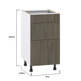 Hugo&Borg Savane 18-in W x 34.5-in H x 24-in D Textmel 3-Drawer Base Fully Assembled Cabinet (Flat Panel Style)