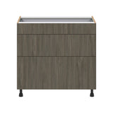 Hugo&Borg Savane 36-in W x 34.5-in H x 24-in D Textmel 3-Drawer Base Fully Assembled Cabinet (Flat Panel Style)