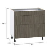 Hugo&Borg Savane 36-in W x 34.5-in H x 24-in D Textmel 3-Drawer Base Fully Assembled Cabinet (Flat Panel Style)