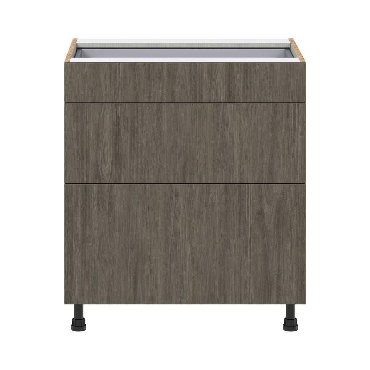 Hugo&Borg Savane 30-in W x 34.5-in H x 24-in D Textmel 3-Drawer Base Fully Assembled Cabinet (Flat Panel Style)
