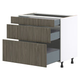 Hugo&Borg Savane 36-in W x 34.5-in H x 24-in D Textmel 3-Drawer Base Fully Assembled Cabinet (Flat Panel Style)