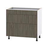 Hugo&Borg Savane 36-in W x 34.5-in H x 24-in D Textmel 3-Drawer Base Fully Assembled Cabinet (Flat Panel Style)