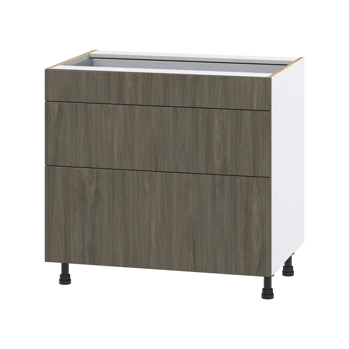 Hugo&Borg Savane 36-in W x 34.5-in H x 24-in D Textmel 3-Drawer Base Fully Assembled Cabinet (Flat Panel Style)