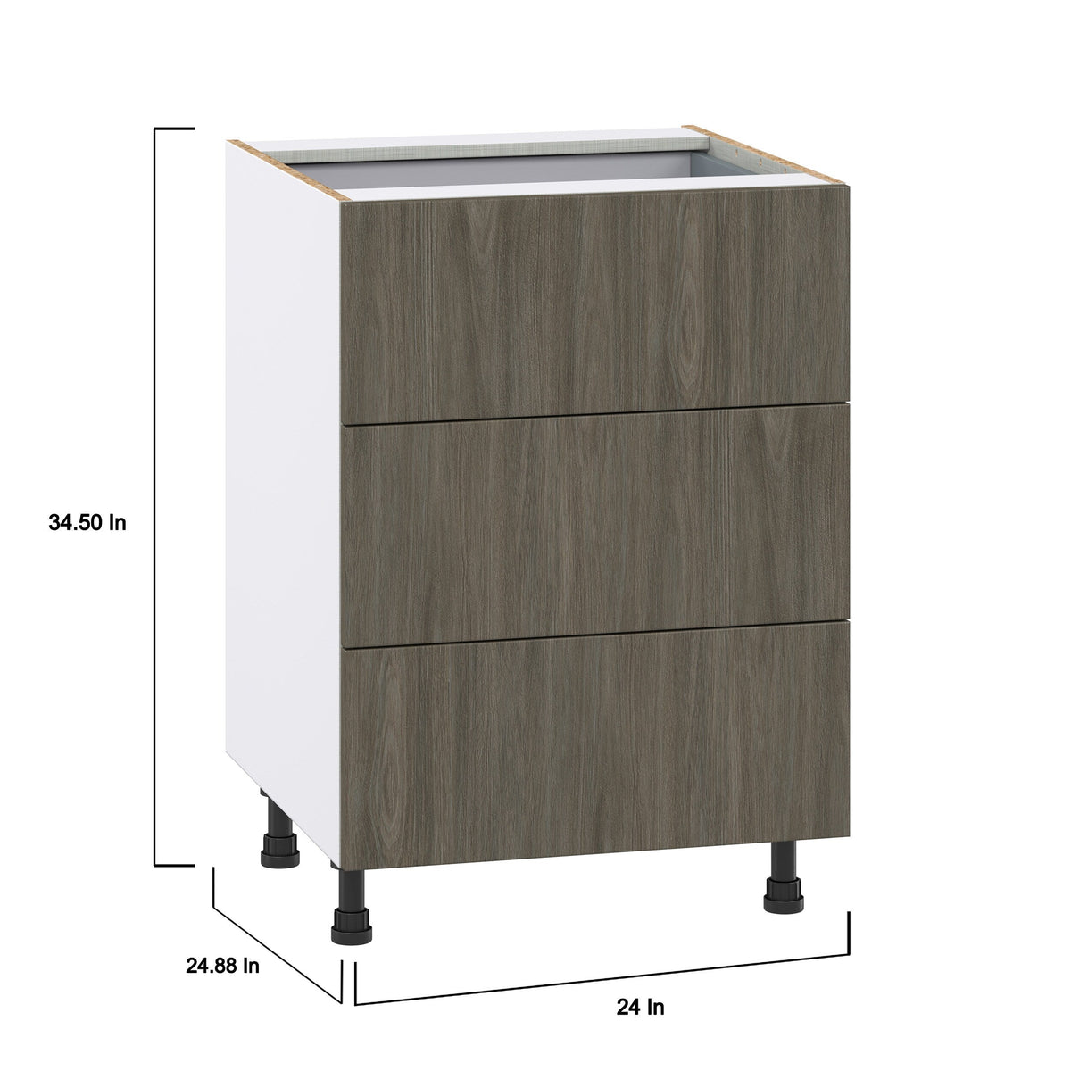 Hugo&Borg Savane 24-in W x 34.5-in H x 24-in D Textmel 4-Drawer Base Fully Assembled Cabinet (Flat Panel Style)