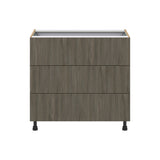 Hugo&Borg Savane 36-in W x 34.5-in H x 24-in D Textmel 4-Drawer Base Fully Assembled Cabinet (Flat Panel Style)