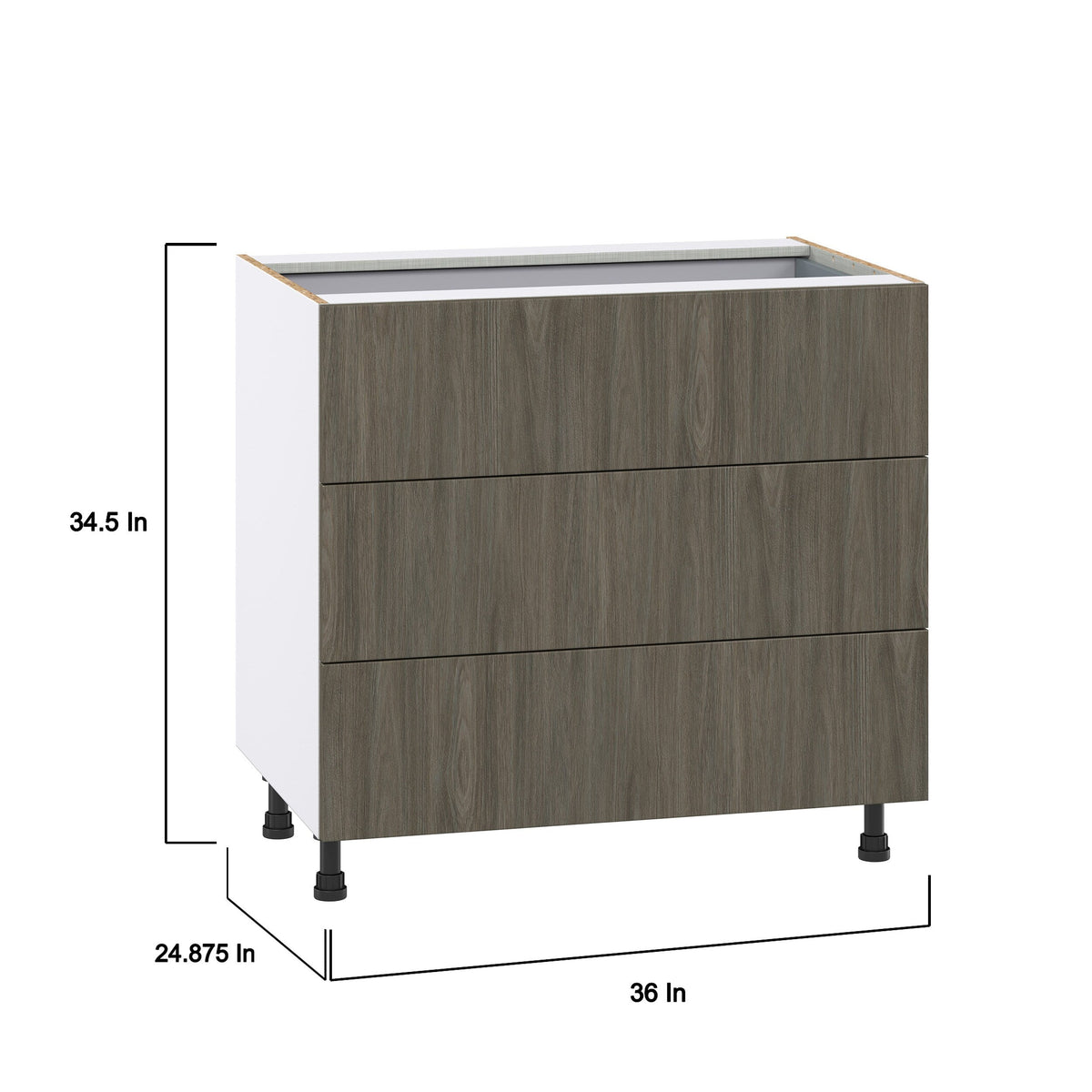 Hugo&Borg Savane 36-in W x 34.5-in H x 24-in D Textmel 4-Drawer Base Fully Assembled Cabinet (Flat Panel Style)