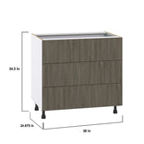 Hugo&Borg Savane 36-in W x 34.5-in H x 24-in D Textmel 4-Drawer Base Fully Assembled Cabinet (Flat Panel Style)
