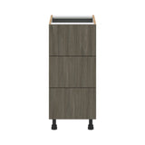 Hugo&Borg Savane 15-in W x 34.5-in H x 24-in D Textmel 3-Drawer Base Fully Assembled Cabinet (Flat Panel Style)