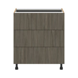 Hugo&Borg Savane 30-in W x 34.5-in H x 24-in D Textmel 3-Drawer Base Fully Assembled Cabinet (Flat Panel Style)