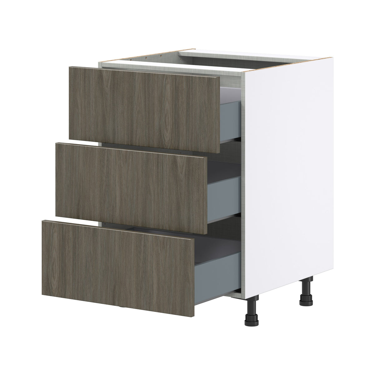Hugo&Borg Savane 24-in W x 34.5-in H x 24-in D Textmel 3-Drawer Base Fully Assembled Cabinet (Flat Panel Style)