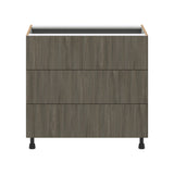 Hugo&Borg Savane 36-in W x 34.5-in H x 24-in D Textmel 3-Drawer Base Fully Assembled Cabinet (Flat Panel Style)