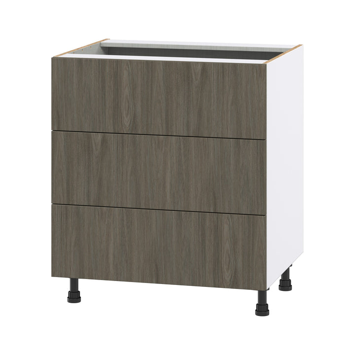 Hugo&Borg Savane 30-in W x 34.5-in H x 24-in D Textmel 3-Drawer Base Fully Assembled Cabinet (Flat Panel Style)
