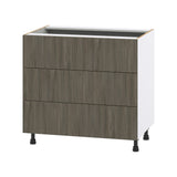 Hugo&Borg Savane 36-in W x 34.5-in H x 24-in D Textmel 3-Drawer Base Fully Assembled Cabinet (Flat Panel Style)