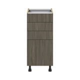 Hugo&Borg Savane 15-in W x 34.5-in H x 24-in D Textmel 4-Drawer Base Fully Assembled Cabinet (Flat Panel Style)