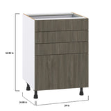 Hugo&Borg Savane 24-in W x 34.5-in H x 24-in D Textmel 4-Drawer Base Fully Assembled Cabinet (Flat Panel Style)