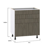 Hugo&Borg Savane 30-in W x 34.5-in H x 24-in D Textmel 4-Drawer Base Fully Assembled Cabinet (Flat Panel Style)