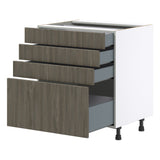 Hugo&Borg Savane 30-in W x 34.5-in H x 24-in D Textmel 4-Drawer Base Fully Assembled Cabinet (Flat Panel Style)