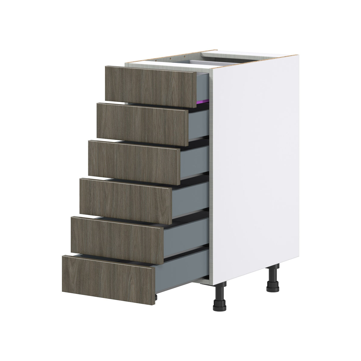 Hugo&Borg Savane 15-in W x 34.5-in H x 24-in D Textmel 6-Drawer Base Fully Assembled Cabinet (Flat Panel Style)