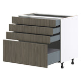 Hugo&Borg Savane 36-in W x 34.5-in H x 24-in D Textmel 4-Drawer Base Fully Assembled Cabinet (Flat Panel Style)