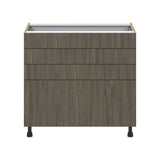 Hugo&Borg Savane 36-in W x 34.5-in H x 24-in D Textmel 4-Drawer Base Fully Assembled Cabinet (Flat Panel Style)