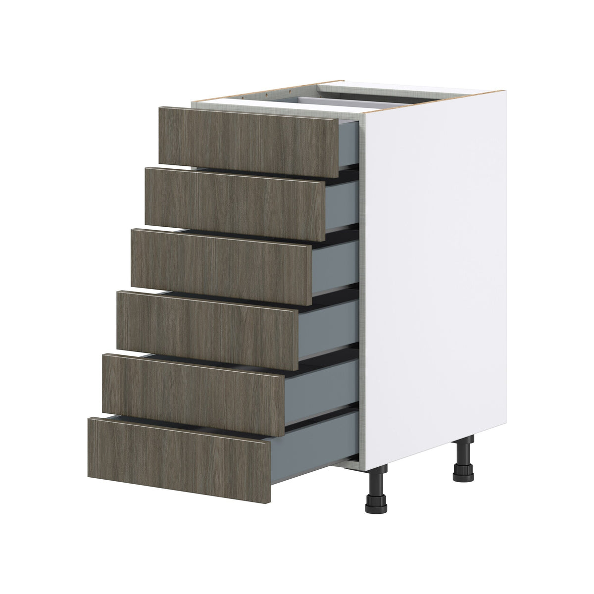Hugo&Borg Savane 18-in W x 34.5-in H x 24-in D Textmel 6-Drawer Base Fully Assembled Cabinet (Flat Panel Style)