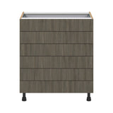Hugo&Borg Savane 30-in W x 34.5-in H x 24-in D Textmel 6-Drawer Base Fully Assembled Cabinet (Flat Panel Style)