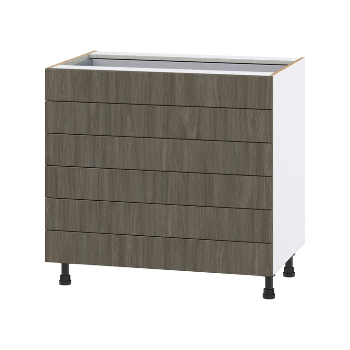 Hugo&Borg Savane 36-in W x 34.5-in H x 24-in D Textmel 6-Drawer Base Fully Assembled Cabinet (Flat Panel Style)